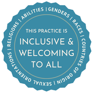 Inclusivity badge stating this practice is welcoming to all people.